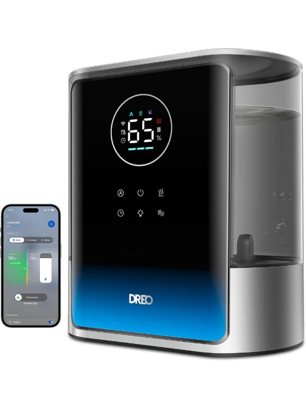 Large Room Smart Humidifier 8L - 80H Runtime, Warm & Cool Mist, Quiet Operation